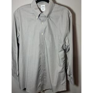 Brooks Brothers 346 Men’s 16½-2/3 Slim Fit Button Down Shirt Gray Check Cotton